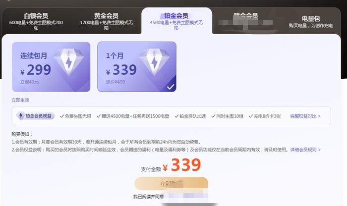 某AI应用会员费高达339元每月。截图