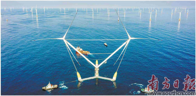 新能源产业成为广东第9个万亿级产业集群。图为“明阳天成号”在广东阳江投运。南方日报记者 张令 通讯员 李一男 摄