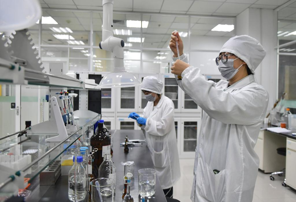 沈陽一家藥企研發(fā)人員在進行樣品處理。新華社記者 楊青 攝