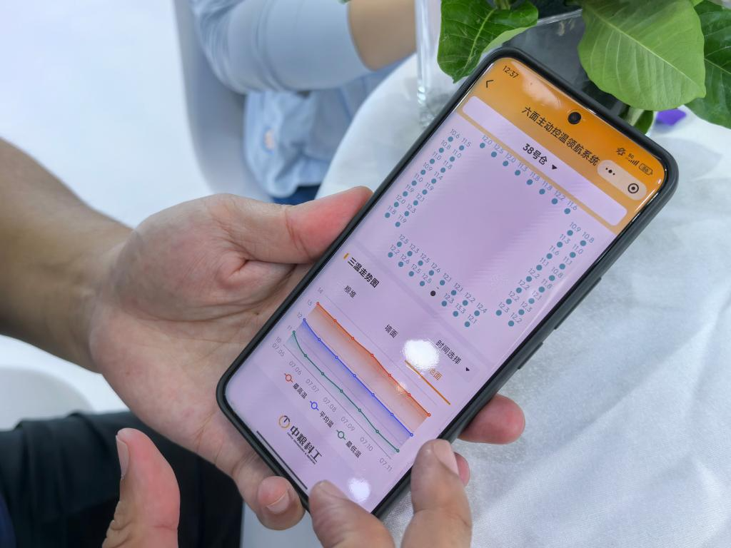工作人员向记者演示远程查看粮仓的智能系统。新华社记者 武江民 摄